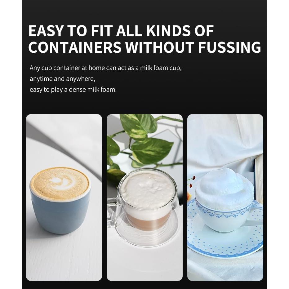 Espumador de Leche de Viaje WBJHYM con Tapa 0.3L Negro