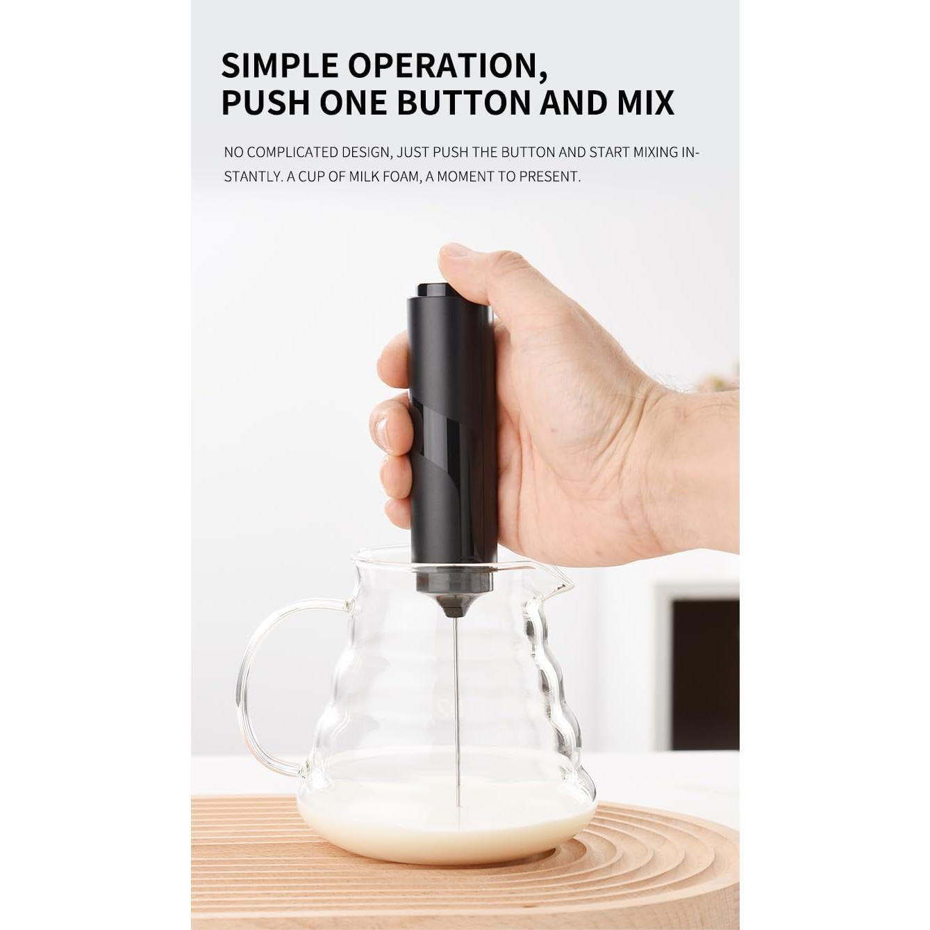 Espumador de Leche de Viaje WBJHYM con Tapa 0.3L Negro