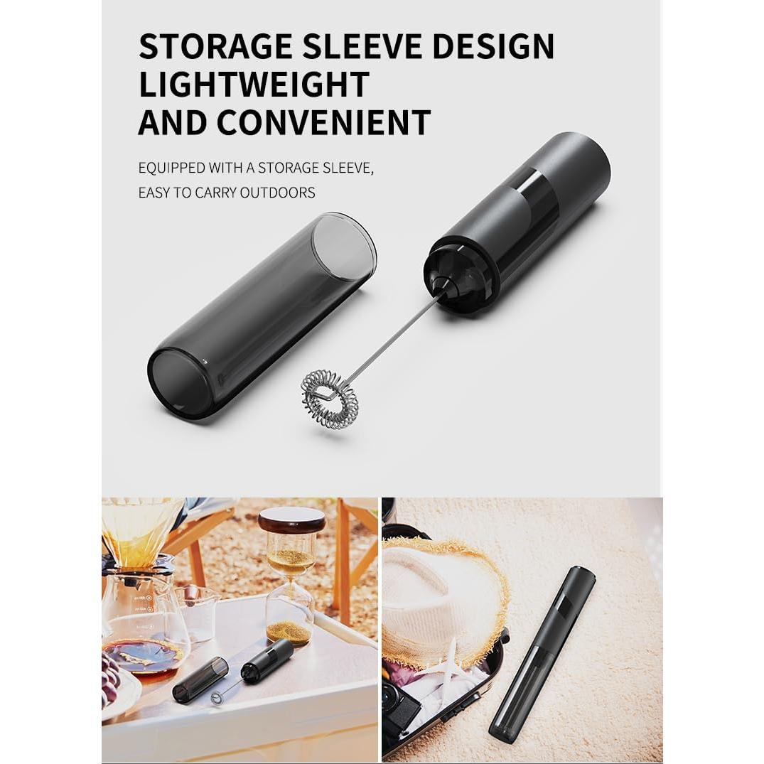 Espumador de Leche de Viaje WBJHYM con Tapa 0.3L Negro