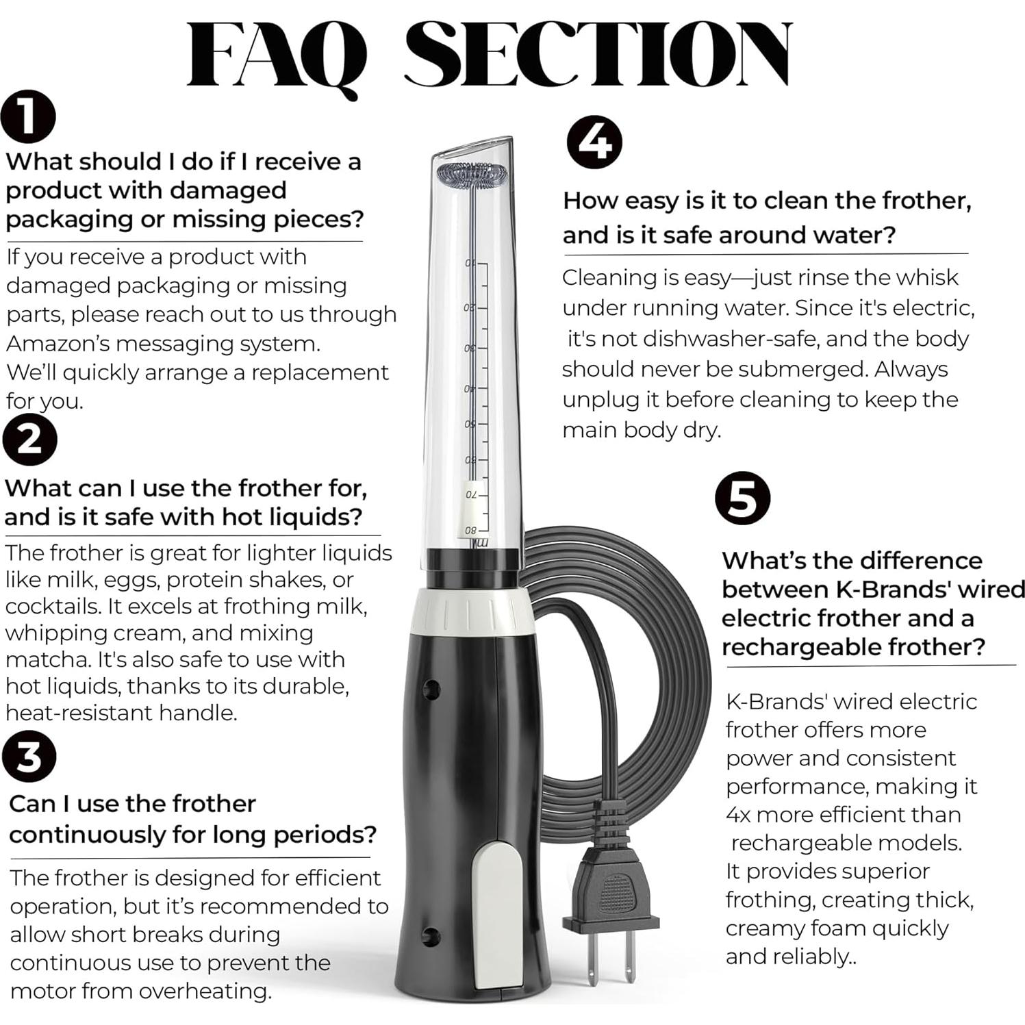 Espumador de Leche Eléctrico K-Brands - Acero Inoxidable 408g
