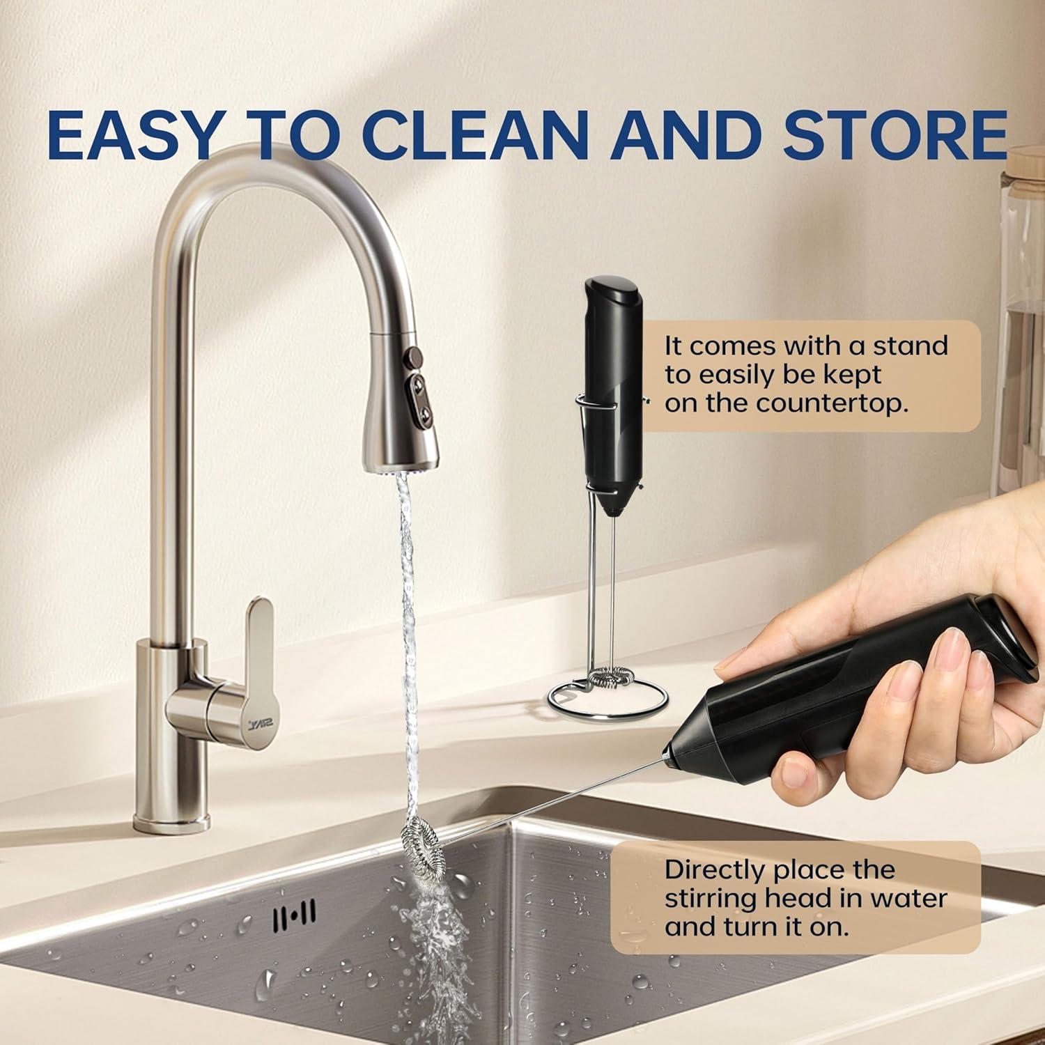 Espumador de Leche Eléctrico YSSOA con Soporte Inoxidable