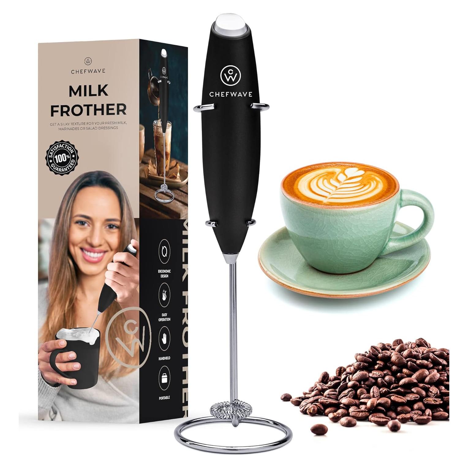 Espumador de Leche ChefWave CW-MFSB Negro con Soporte