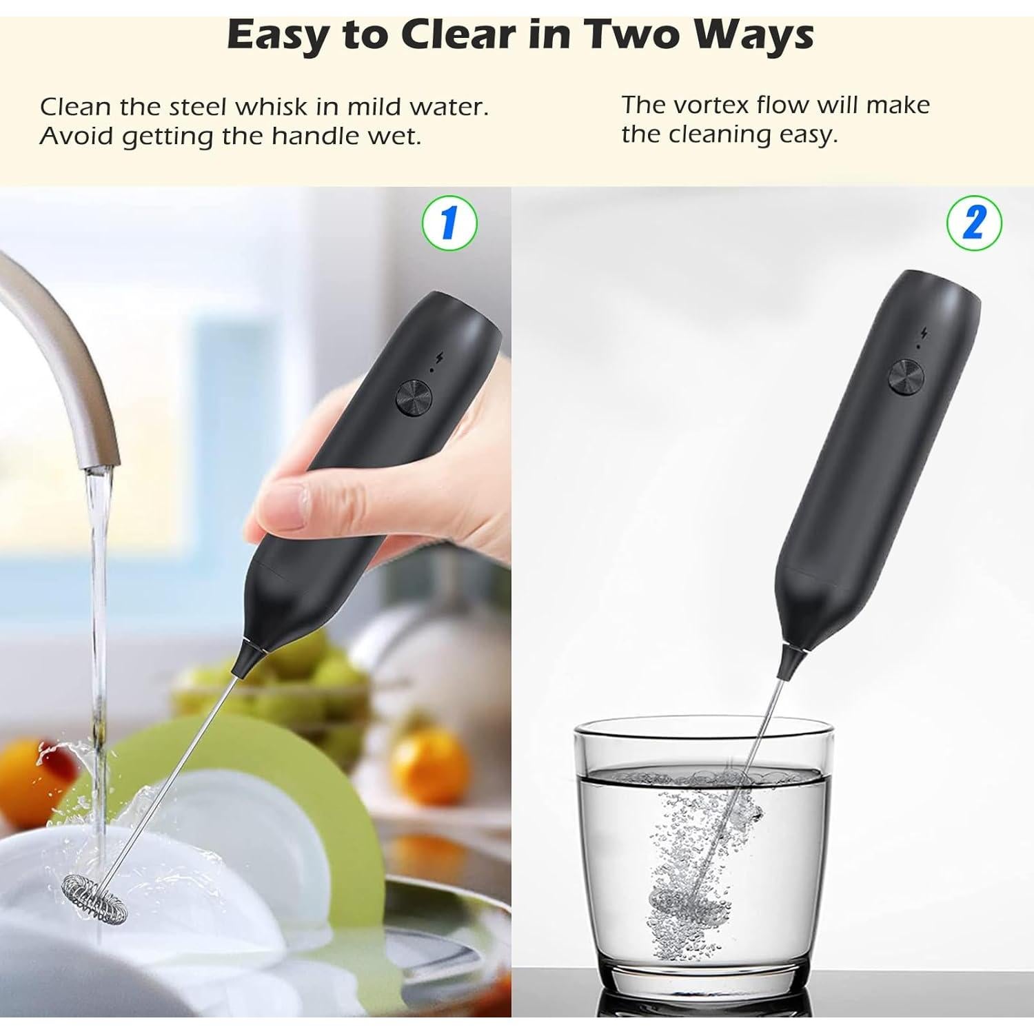 Espumadora de Leche Recargable Hemixye USB-C 3 Velocidades