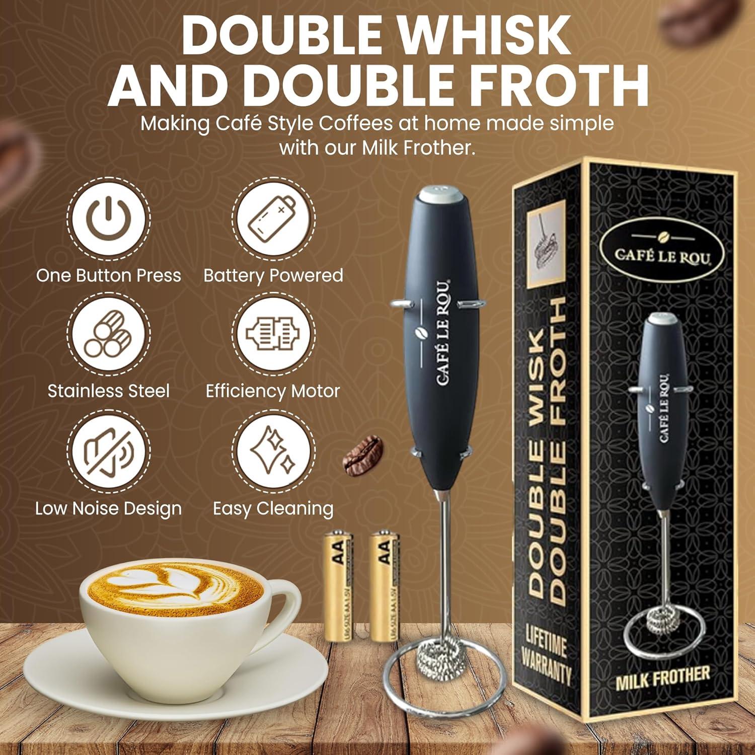 Espumador de Leche Cafè le Rou Portátil Doble Acero Inoxidable