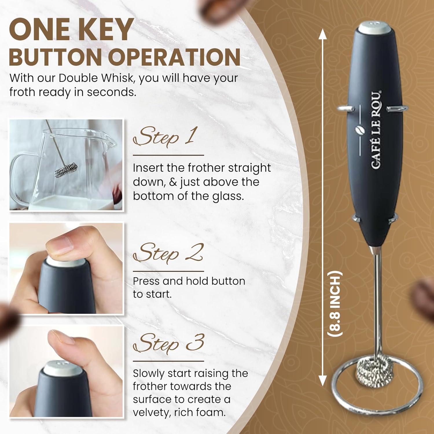 Espumador de Leche Cafè le Rou Portátil Doble Acero Inoxidable