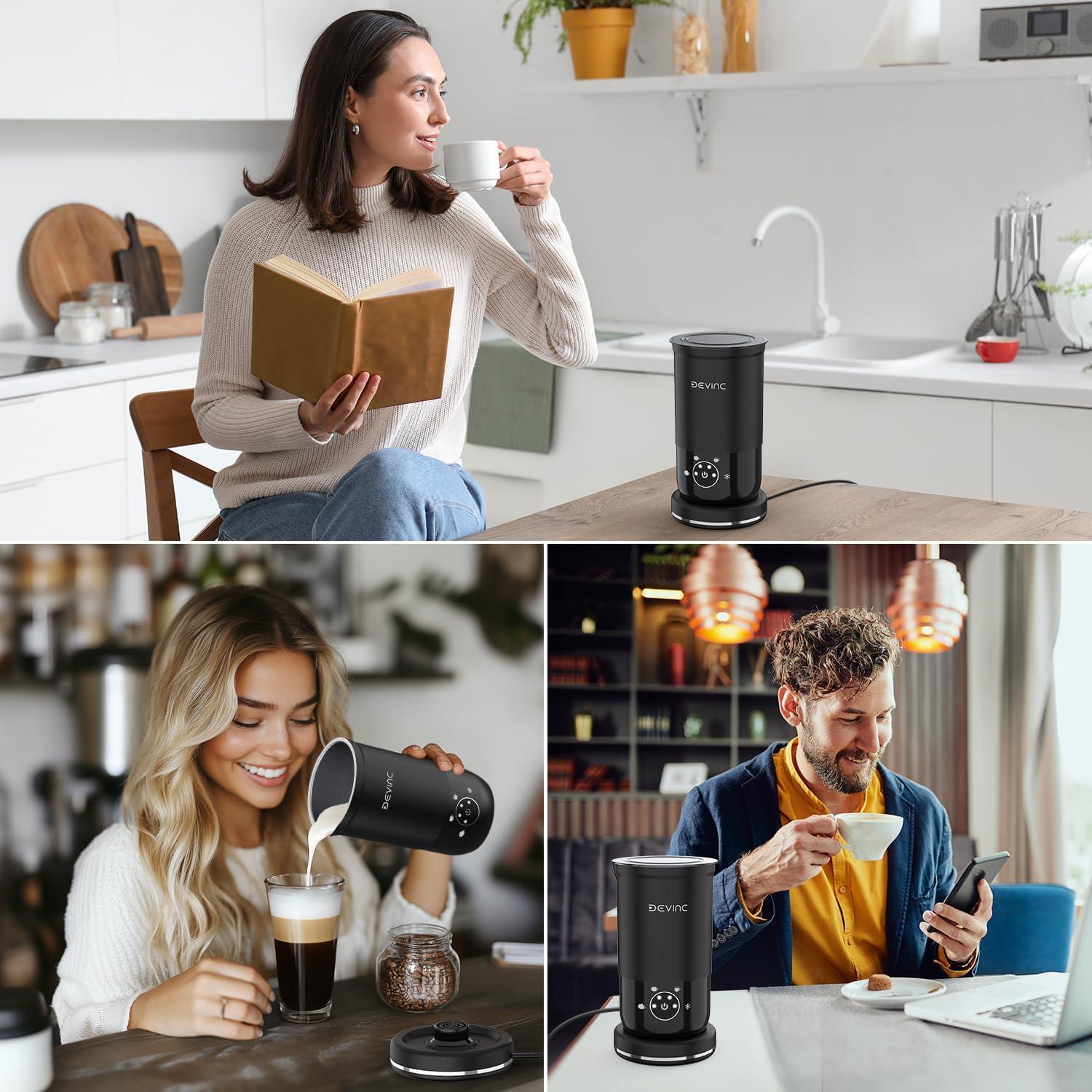 Espumador de Leche DEVINC JY-MF02 4-en-1 300ml Negro