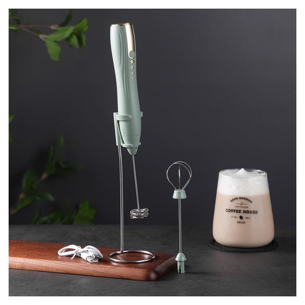 Espumador de Leche Eléctrico Rukico J-16-G Verde 3 Velocidades