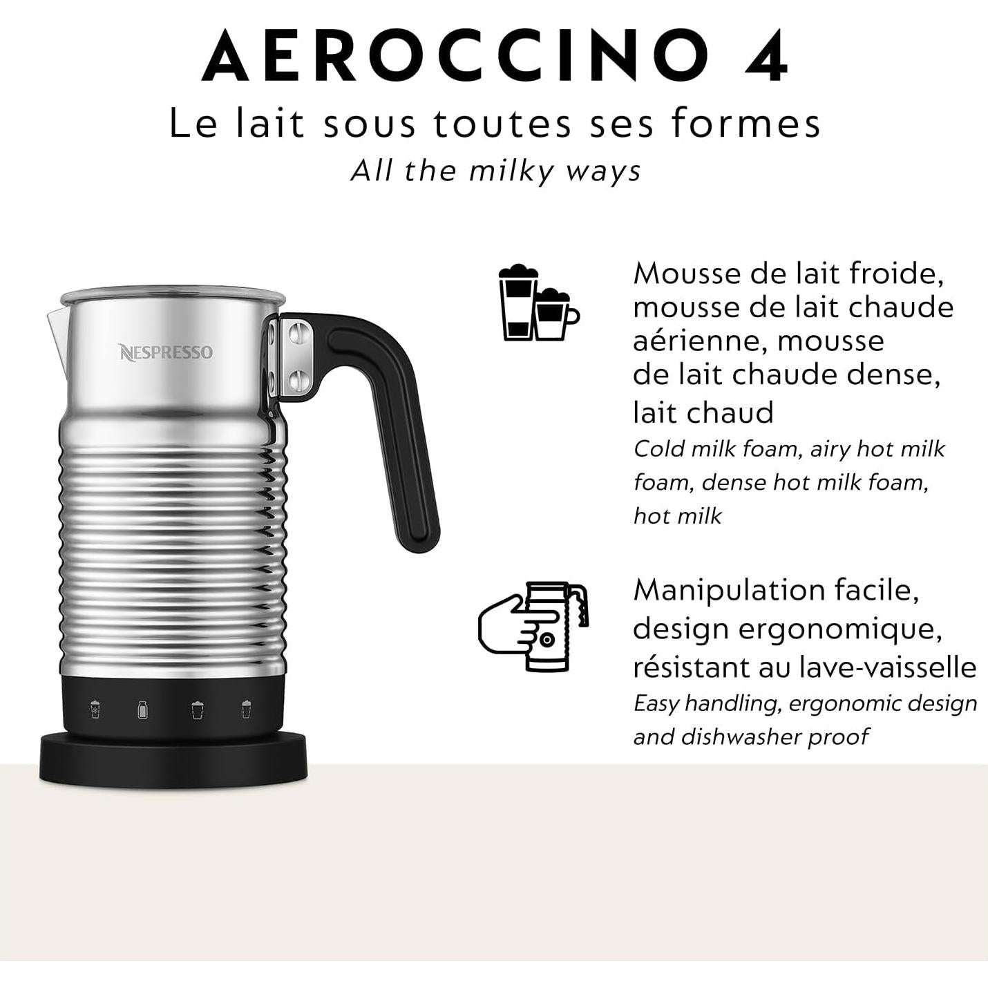 Espumador de Leche Nespresso Aeroccino 4 240ml Acero Inoxidable