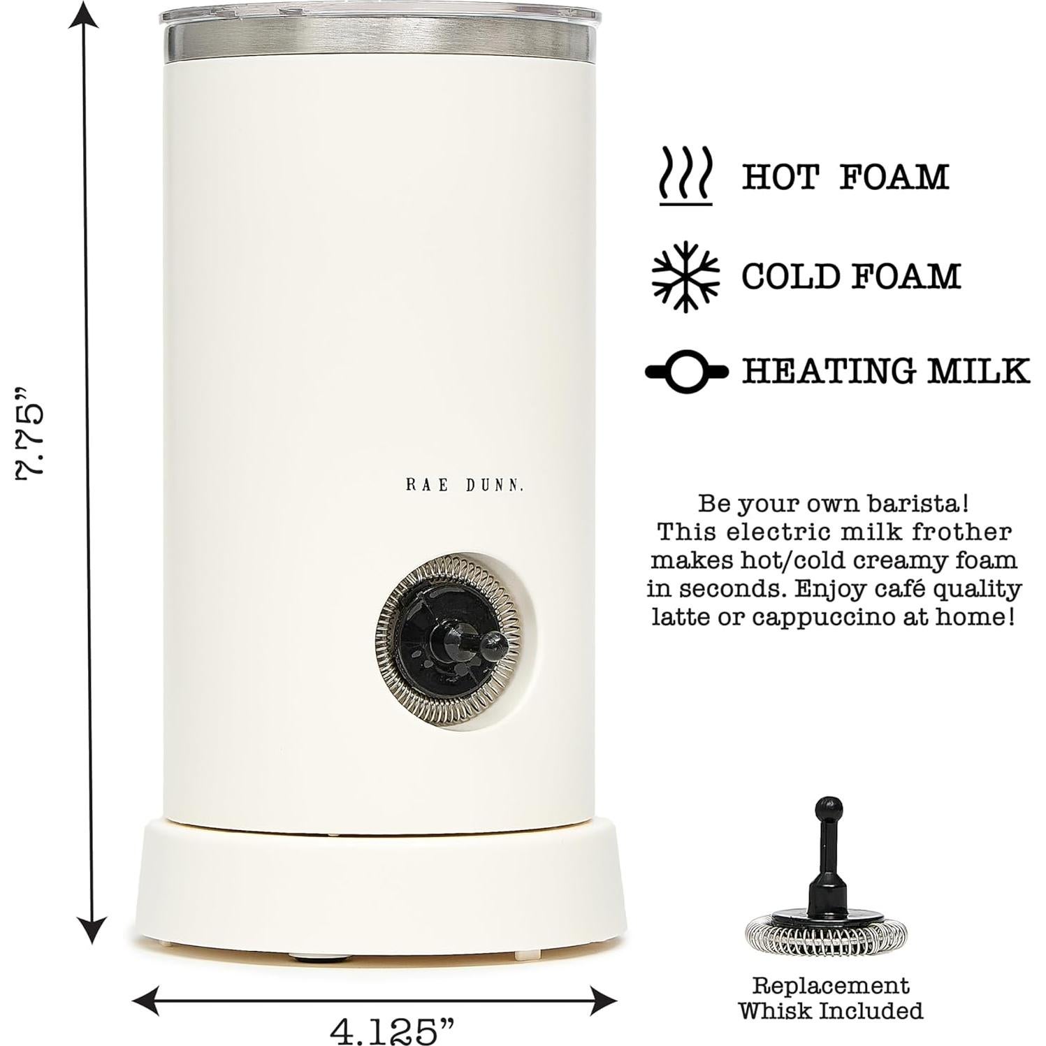 Espumador de Leche Eléctrico Rae Dunn 550W Crema 360ml