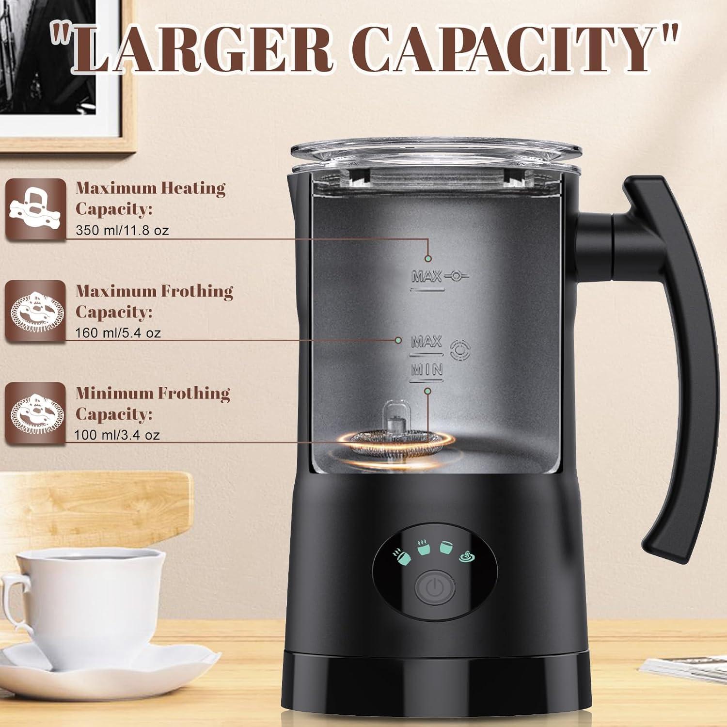 Espumador de Leche Unokit 4-en-1 350ml Negro con Control de Temperatura