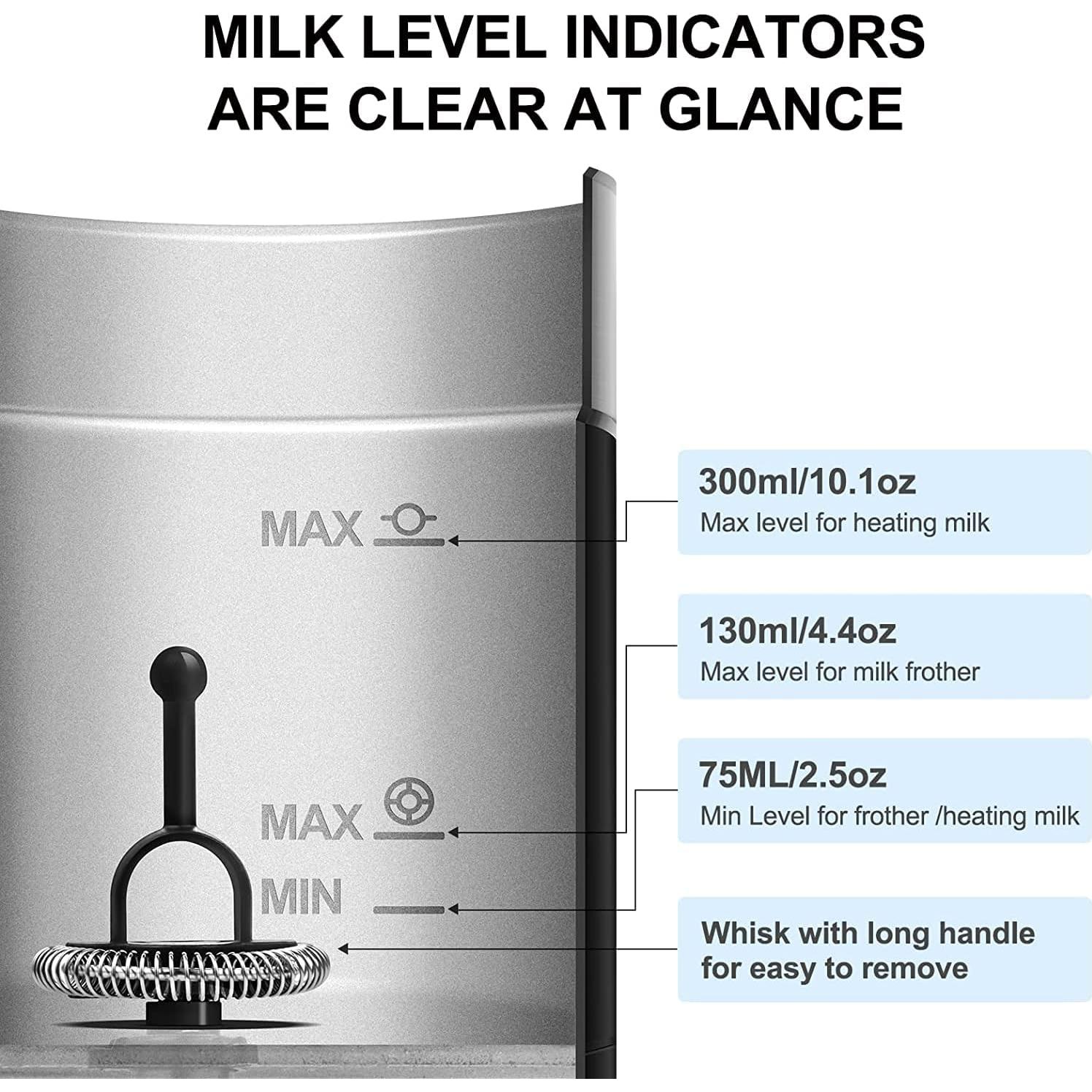 Espumador y Vaporizador de Leche Eléctrico Huogary N21-B 300ml