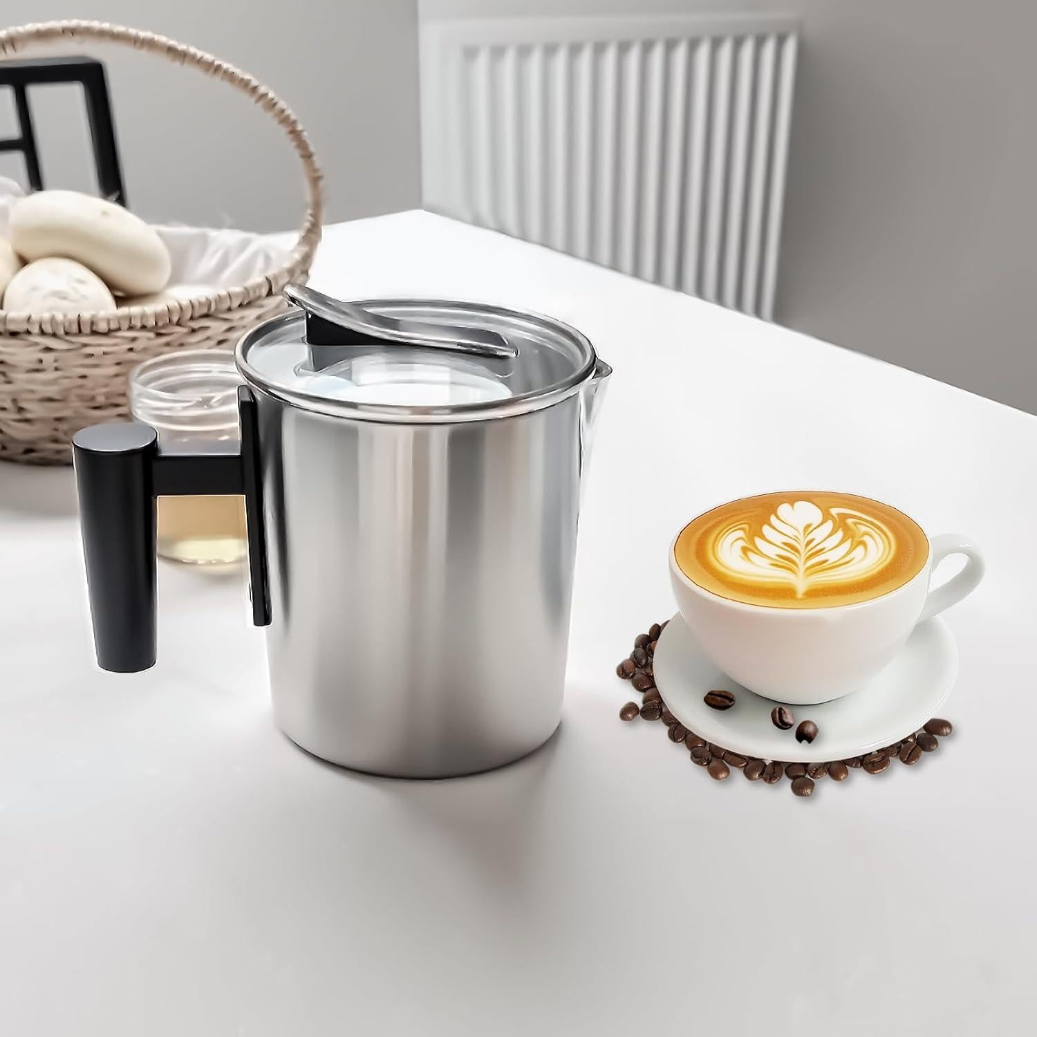 Espumador de Leche Eléctrico FUNLAVIE 4-en-1 400ml Acero Inoxidable