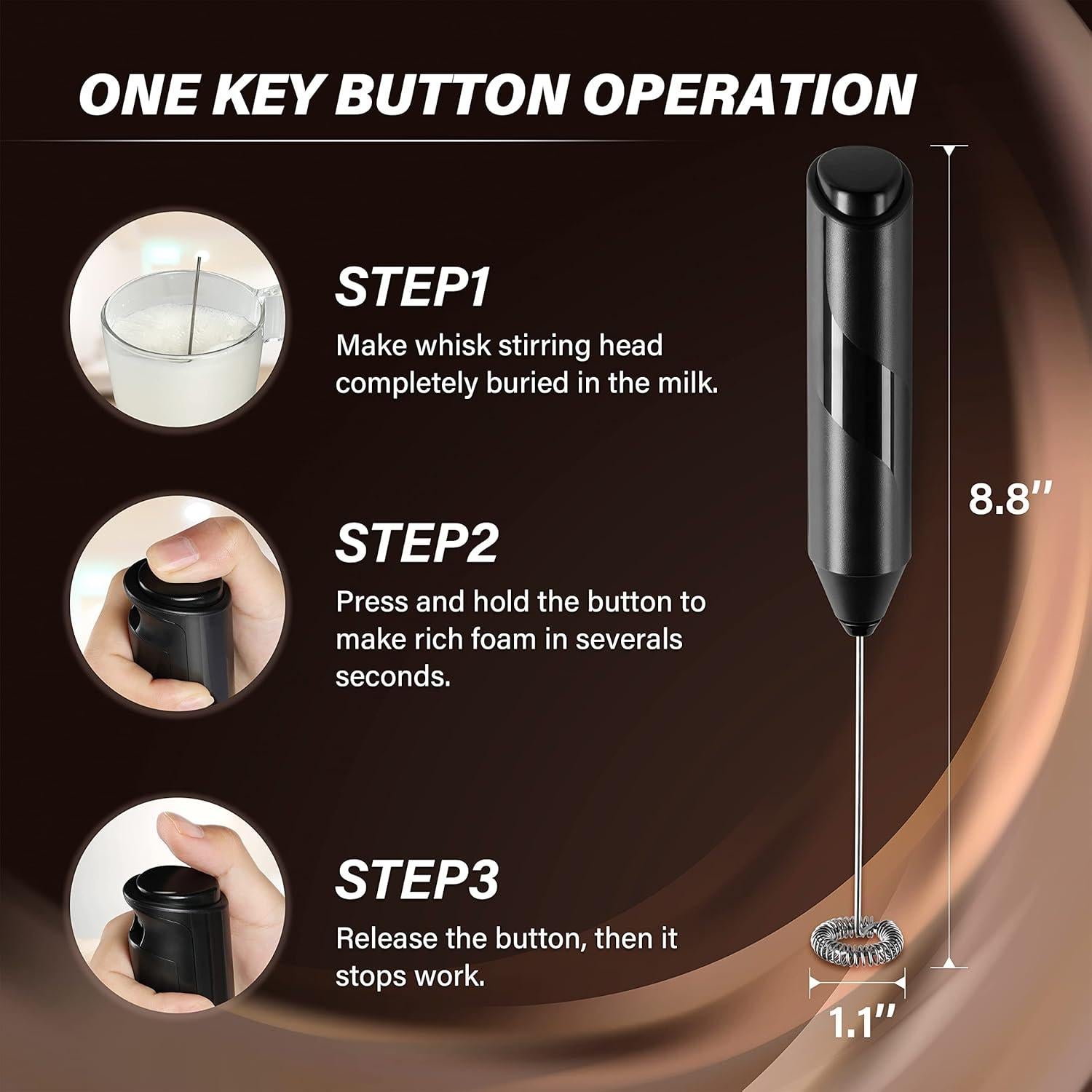 Espumador de Leche Eléctrico Simple Deluxe Portátil Negro