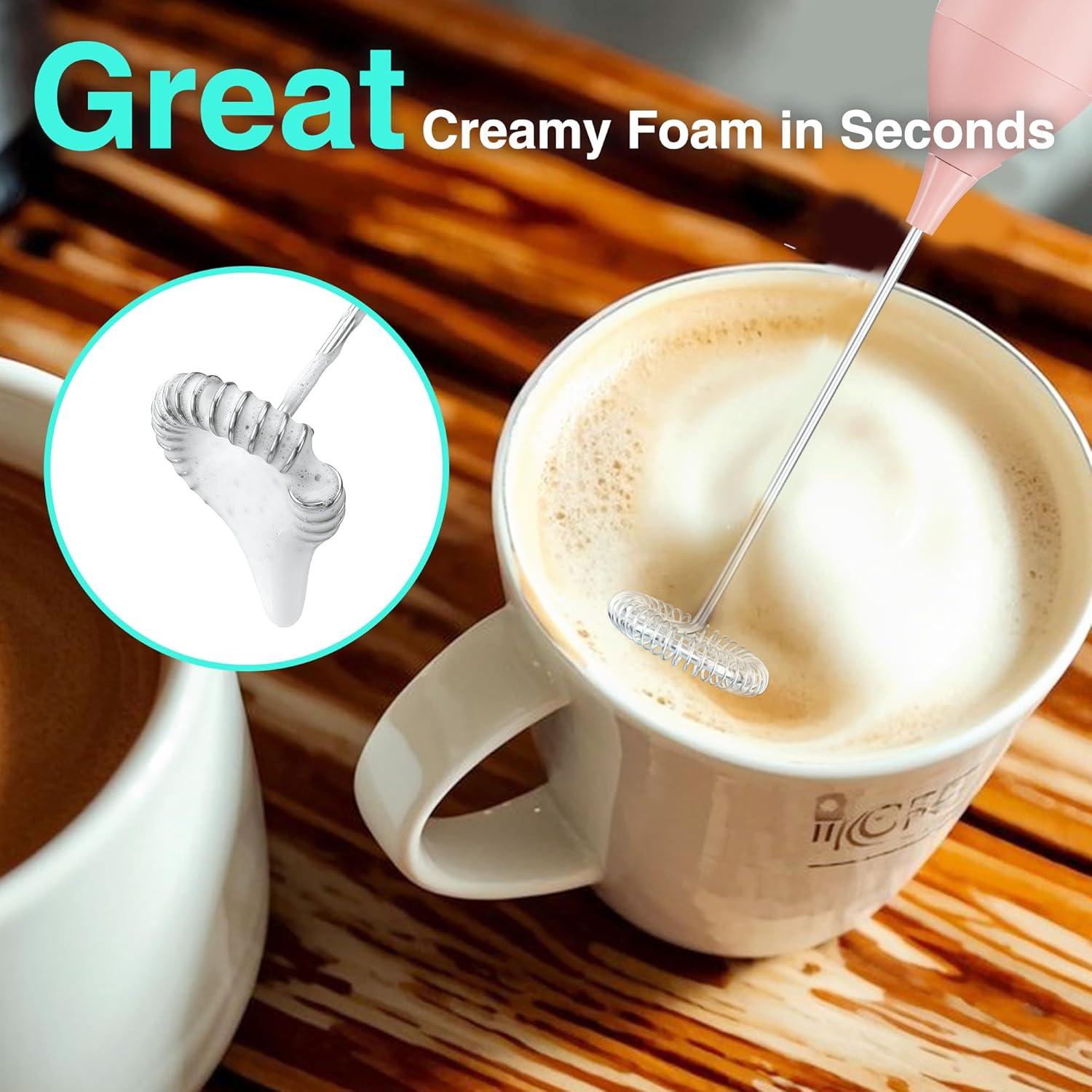 Espumador de Leche Eléctrico HAUSHOF Rosa con Soporte USB-C