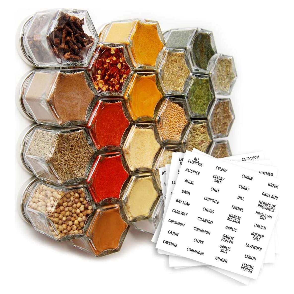 Kit de despensa Gneiss Spice | 24 tarros magnéticos de especias