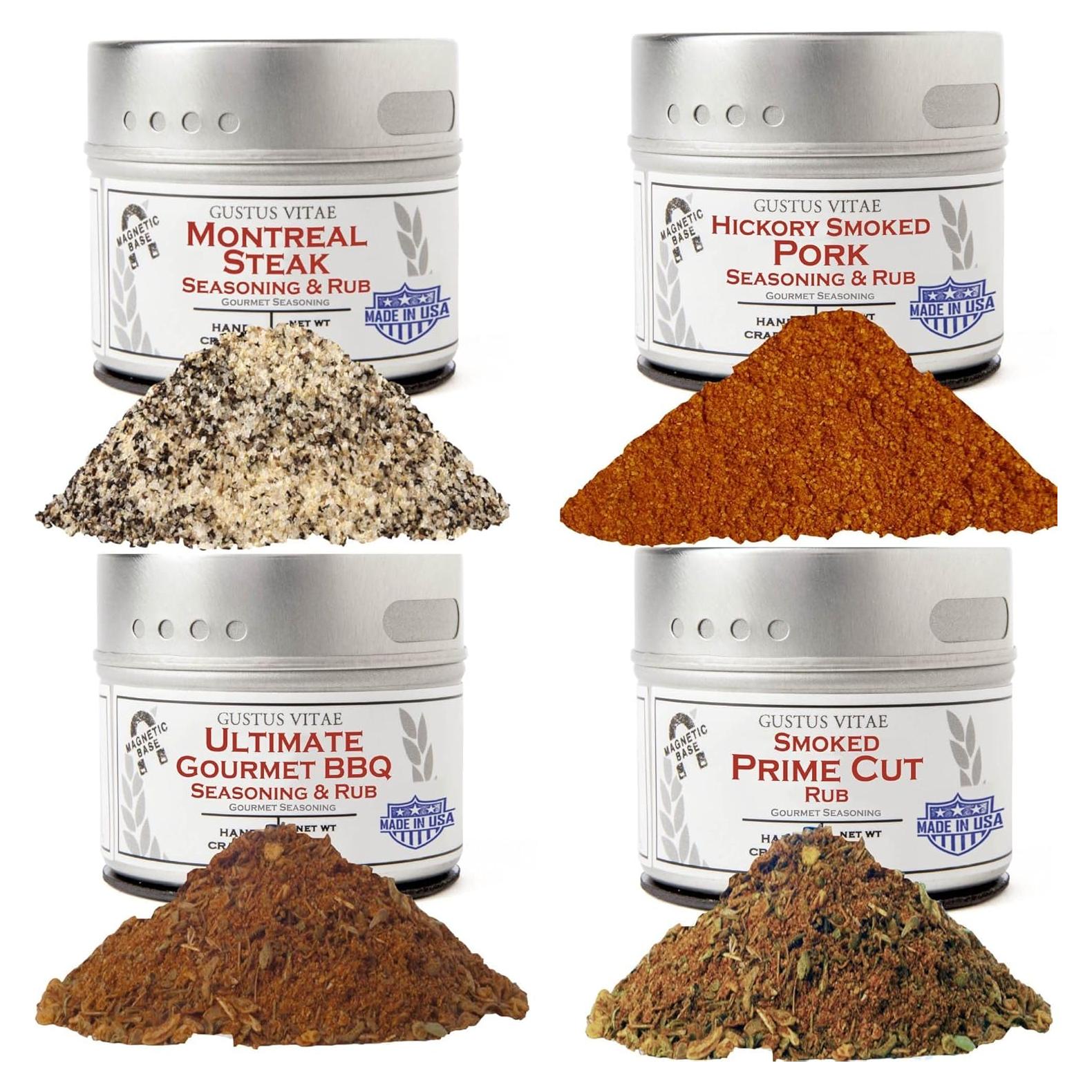 Set de Condimentos Gourmet Gustus Vitae | 4 Especias Naturales | Latas Magnéticas