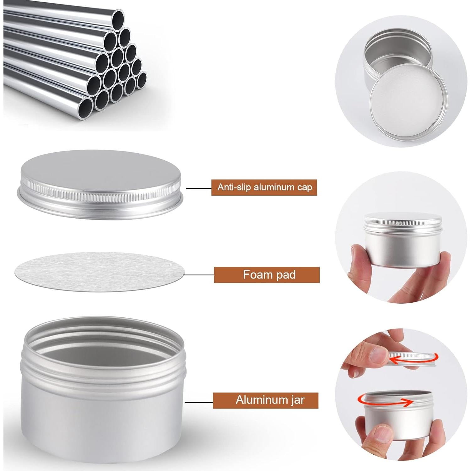 Paquete de 64 latas de aluminio OBKJJ 4 oz con tapa de rosca
