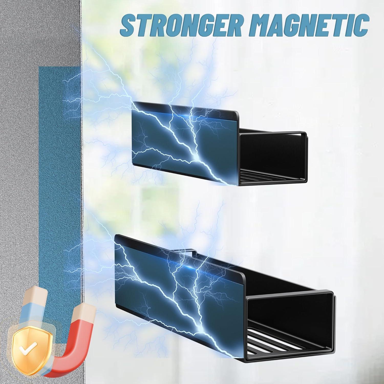 Estantes Magnéticos para Especias KiKiRico - Paquete de 4, Negro