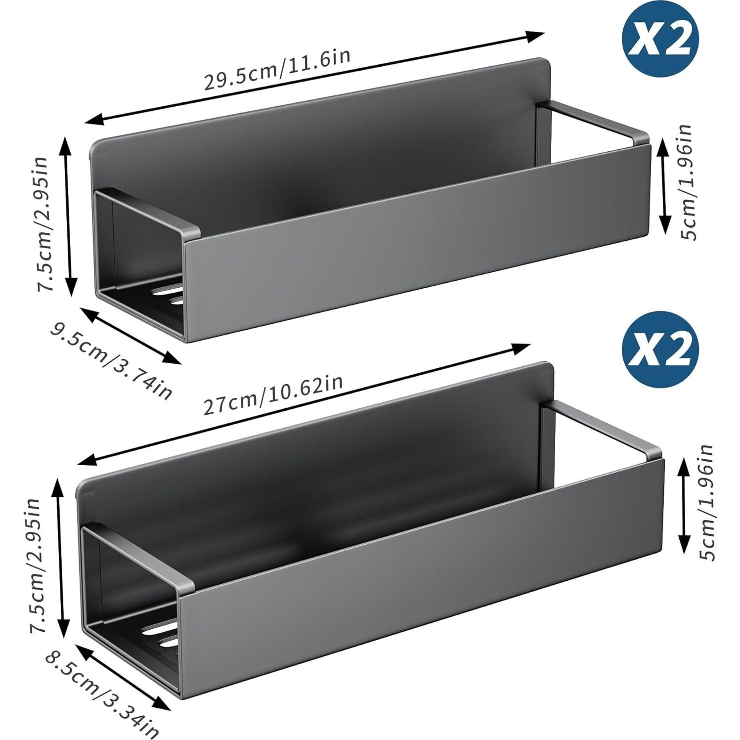 Estantes Magnéticos para Especias KiKiRico - Paquete de 4, Negro