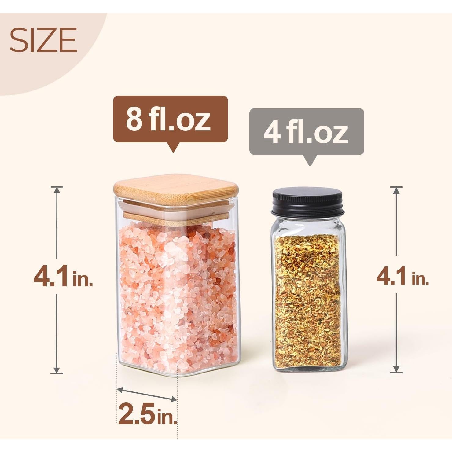 Tarros de Especias de Vidrio ComSaf 12 Pcs 250ml Herméticos