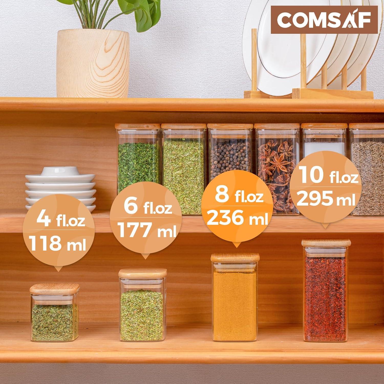 Tarros de Especias de Vidrio ComSaf 12 Pcs 250ml Herméticos