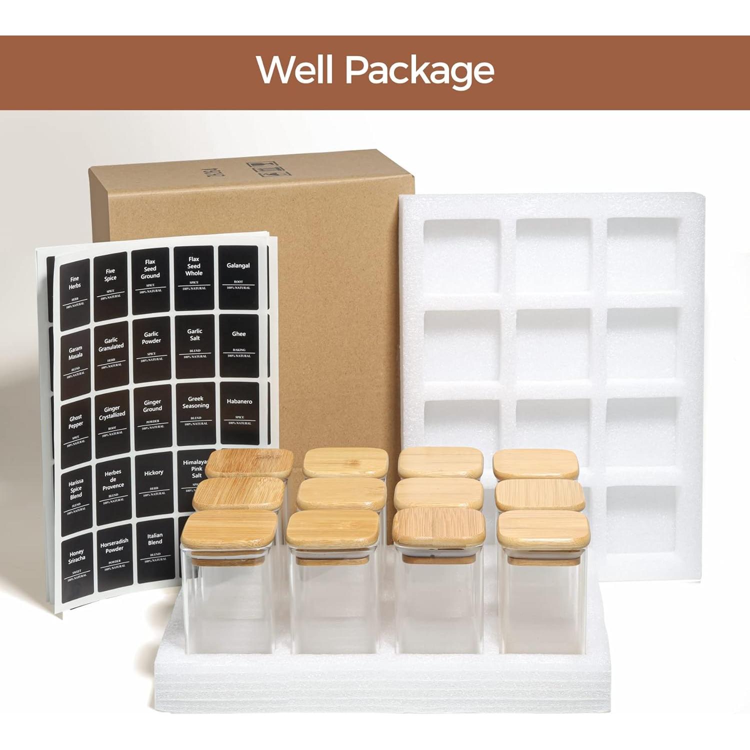 Tarros de Especias de Vidrio ComSaf 12 Pcs 250ml Herméticos