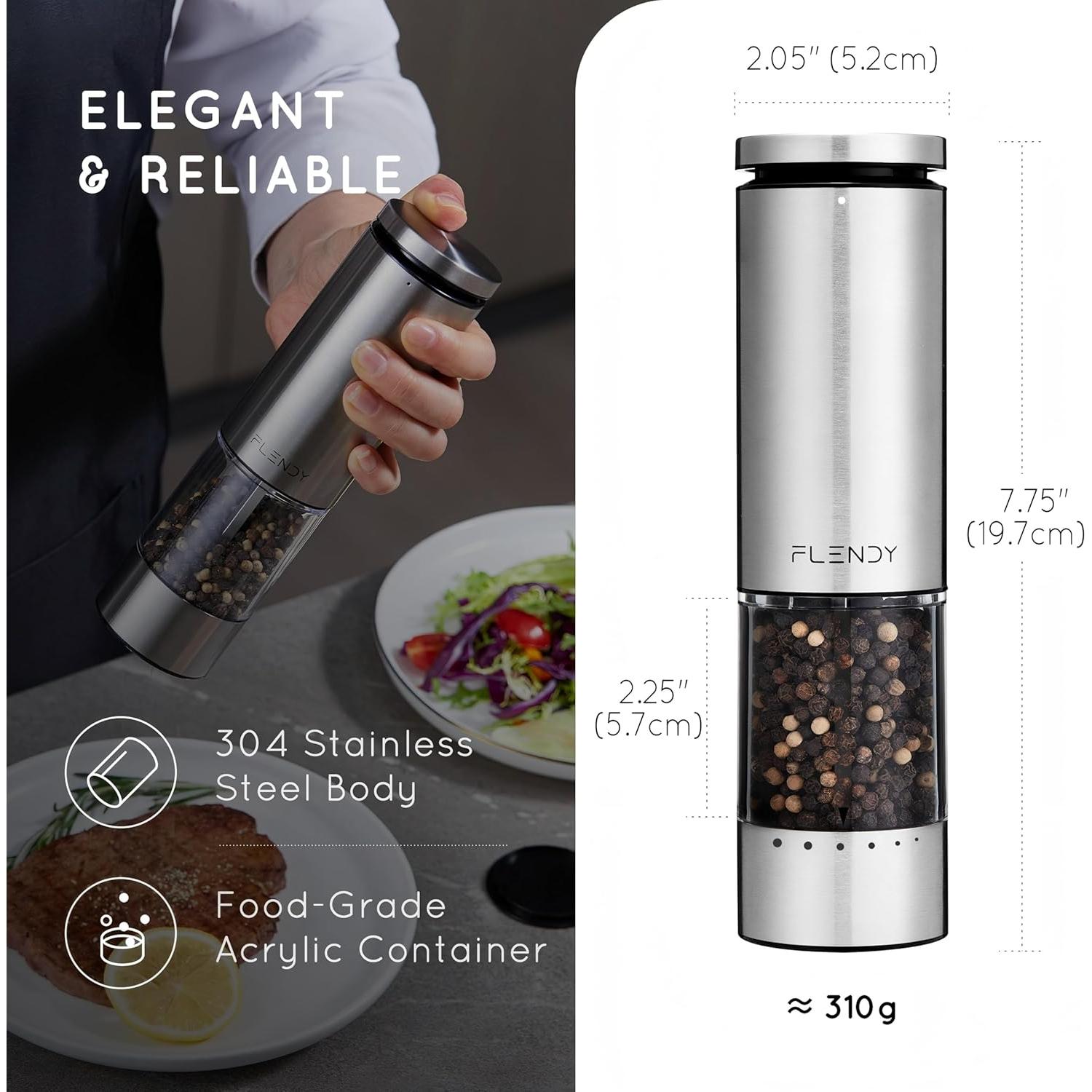 Juego de Molinillos Eléctricos de Sal y Pimienta Flendy 2 Pzas