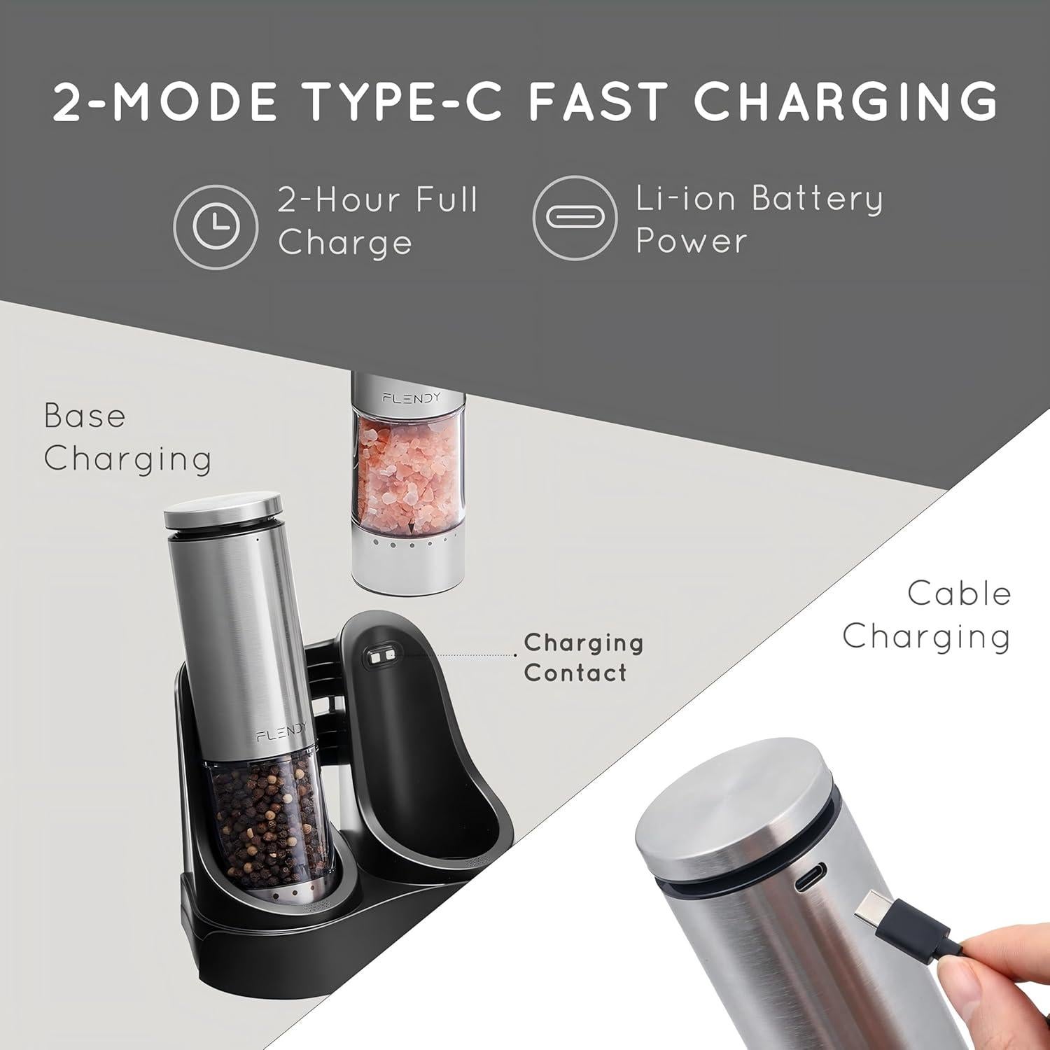 Juego de Molinillos Eléctricos de Sal y Pimienta Flendy 2 Pzas