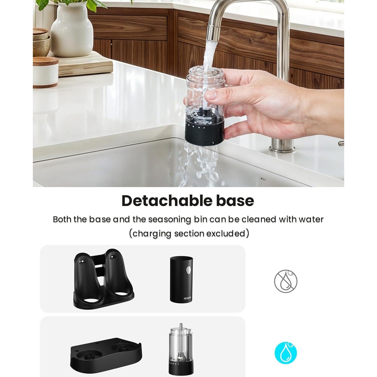 Juego de Molinillos Eléctricos de Sal y Pimienta NEGESA Negro