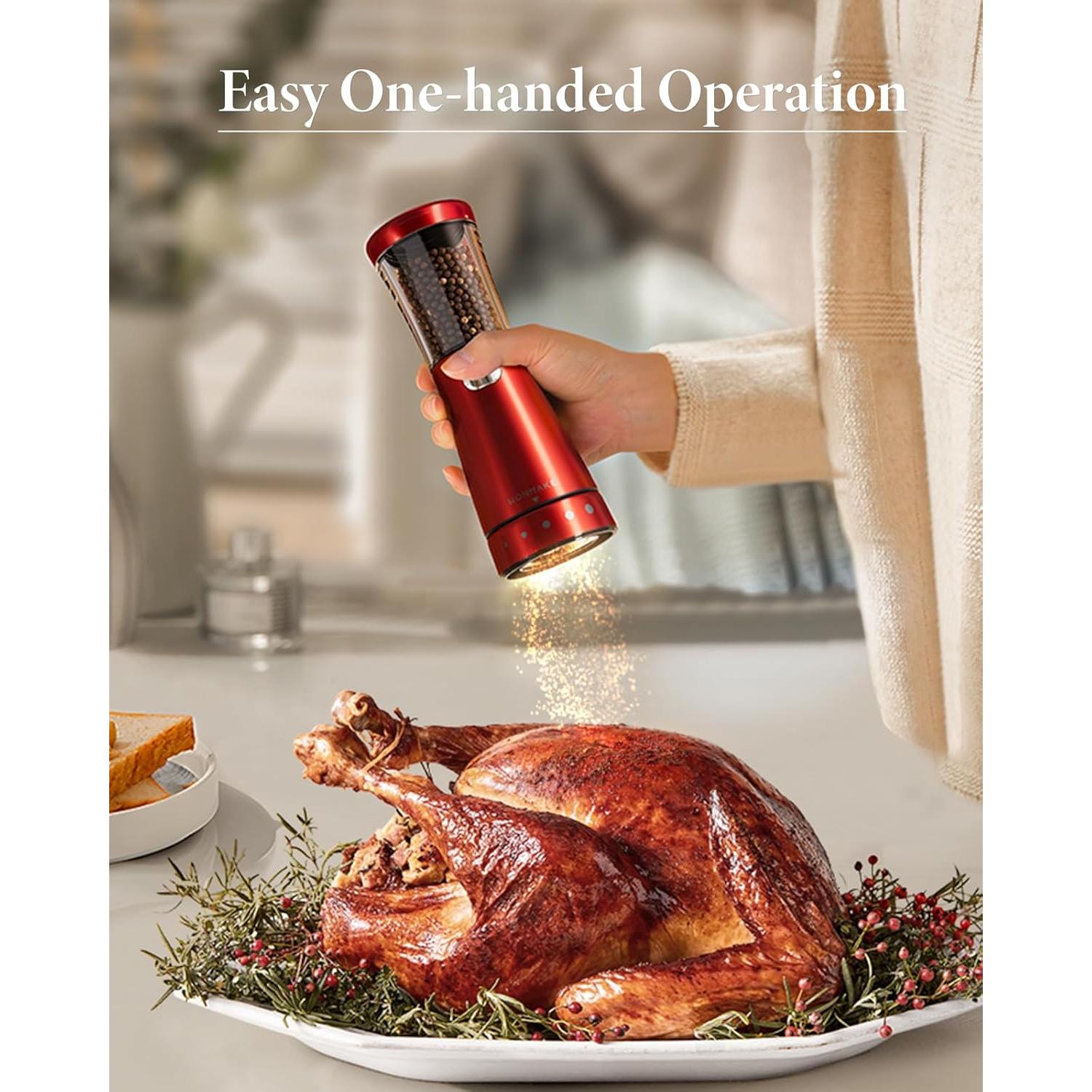 Molinillo Eléctrico de Sal y Pimienta WONMAKE Rojo 400g