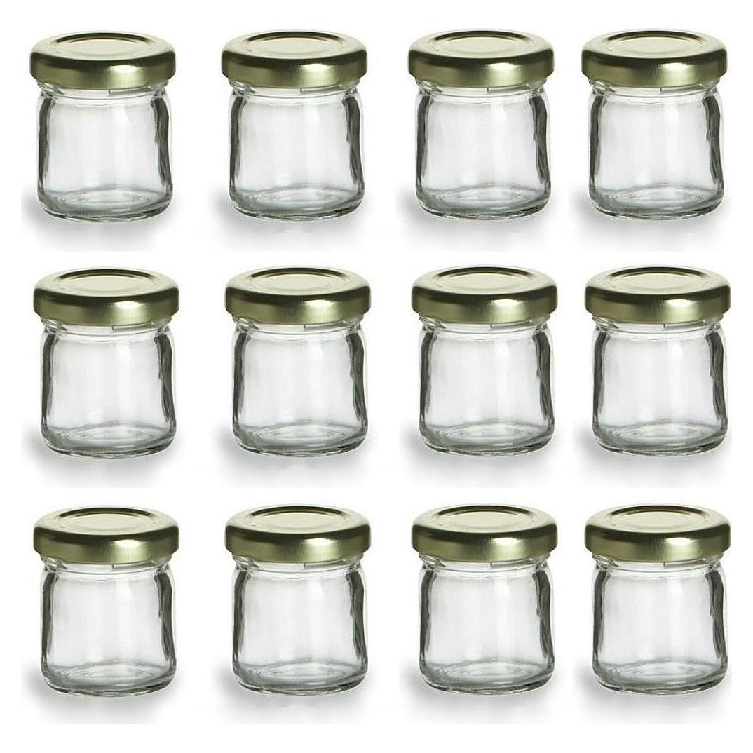 Tarros de vidrio mini Nakpunar 12 piezas 45 ml con tapas doradas