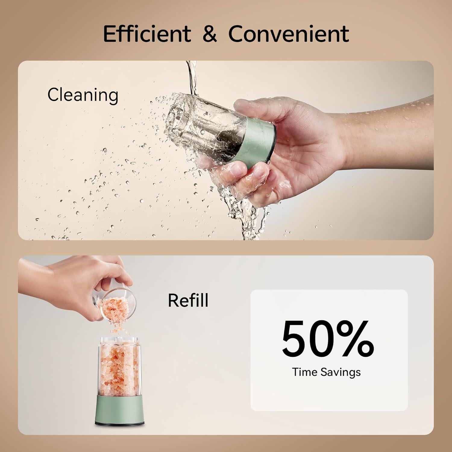 Juego de Molinillos Eléctricos de Sal y Pimienta Culinary Fun - 2pack Verde Salvia