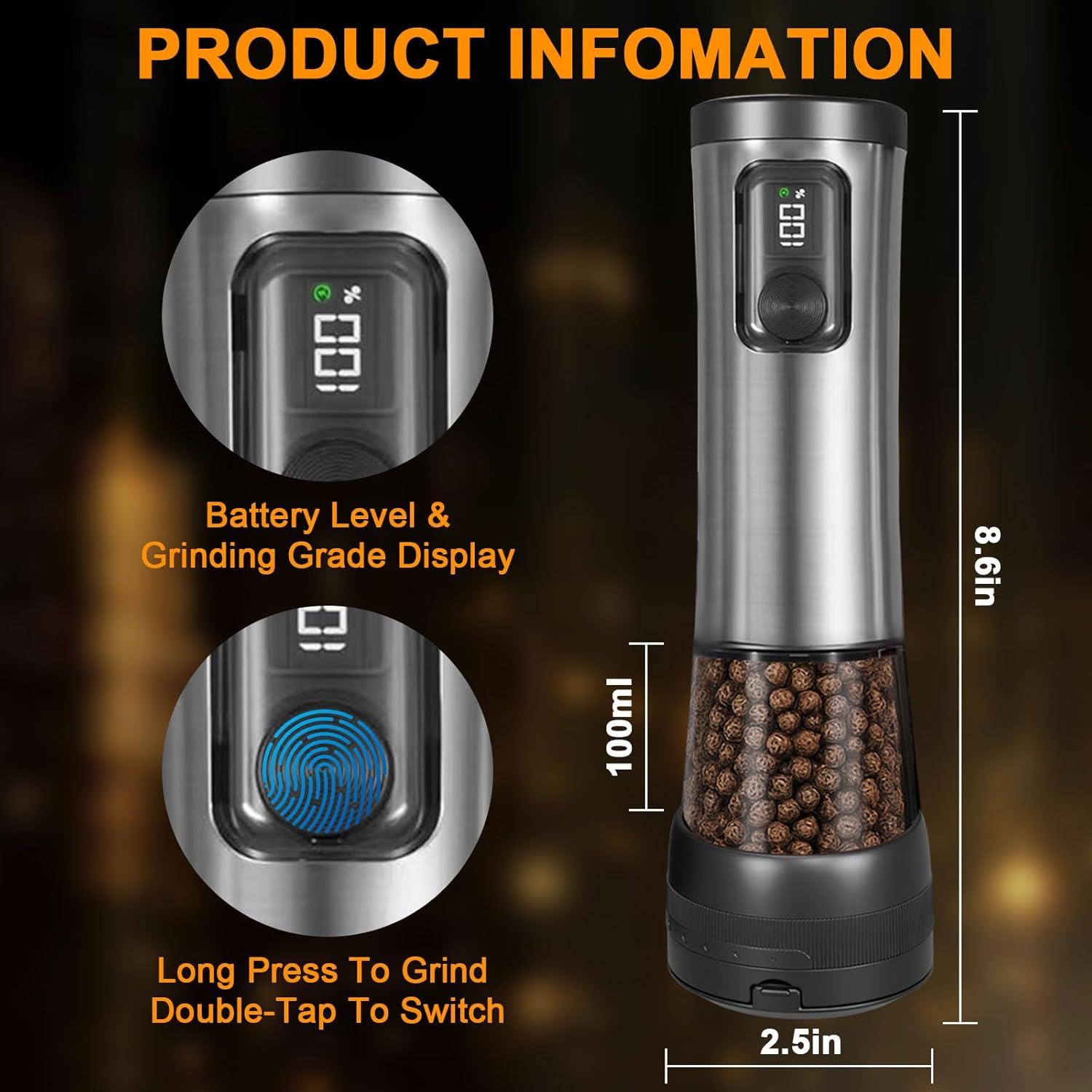 Juego de Molinillos Eléctricos de Sal y Pimienta Tentam 100ml