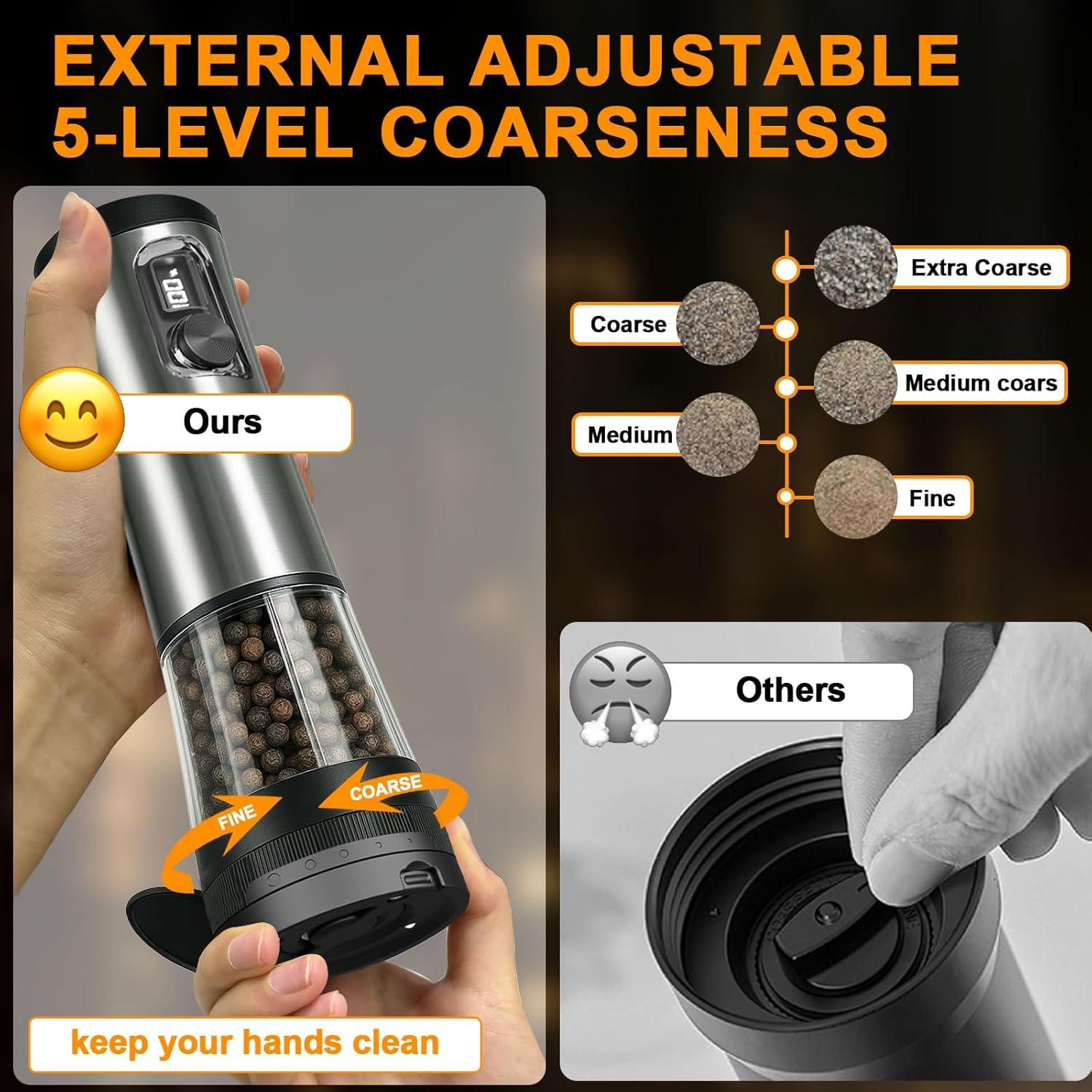 Juego de Molinillos Eléctricos de Sal y Pimienta Tentam 100ml