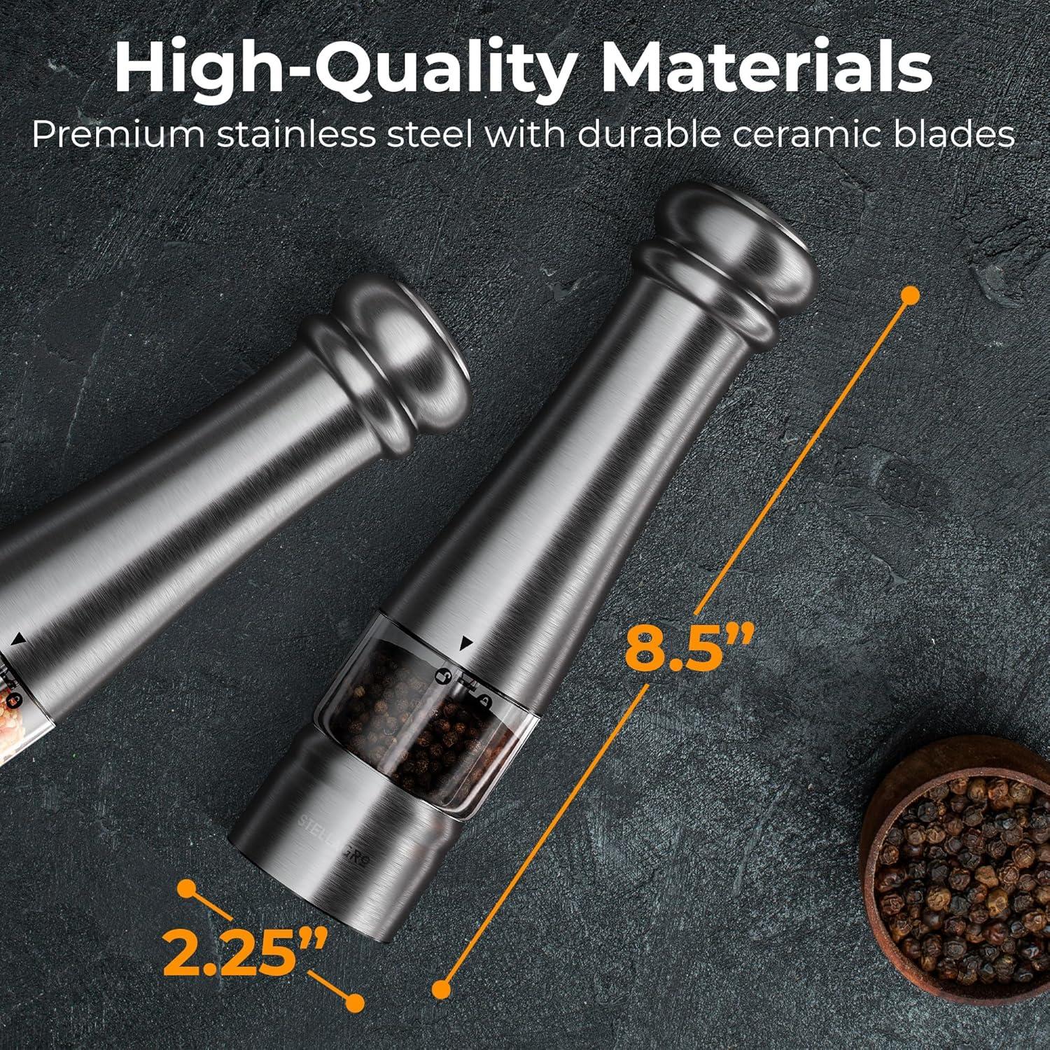 Juego de Molinillos Eléctricos de Sal y Pimienta Stellagro 35g