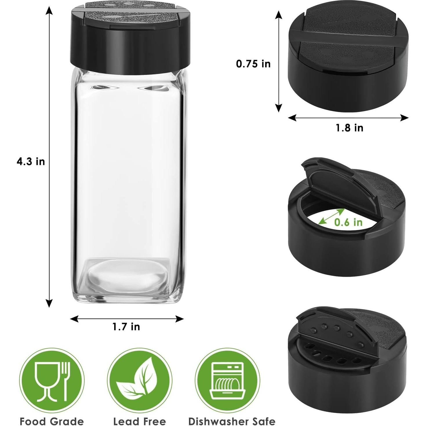 Juego de 12 tarros de especias de vidrio Saiveina 118ml