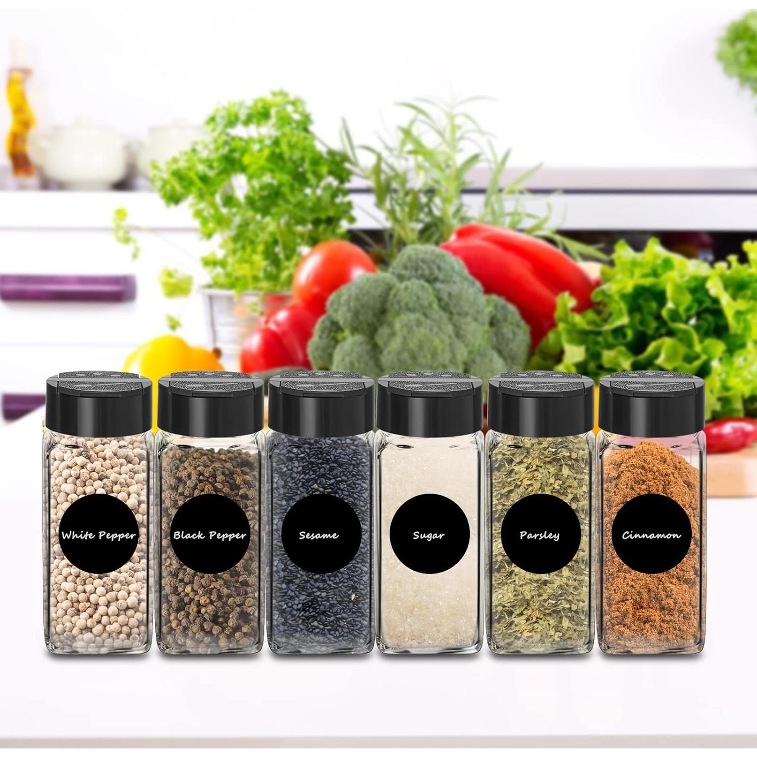 Juego de 12 tarros de especias de vidrio Saiveina 118ml