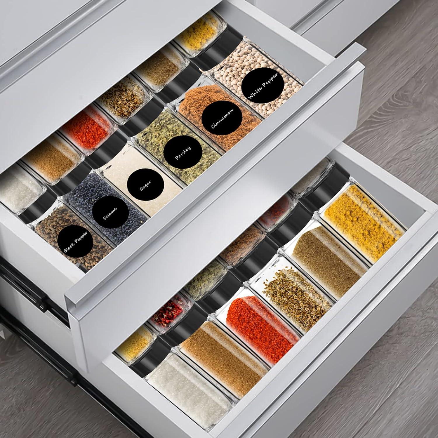 Juego de 12 tarros de especias de vidrio Saiveina 118ml