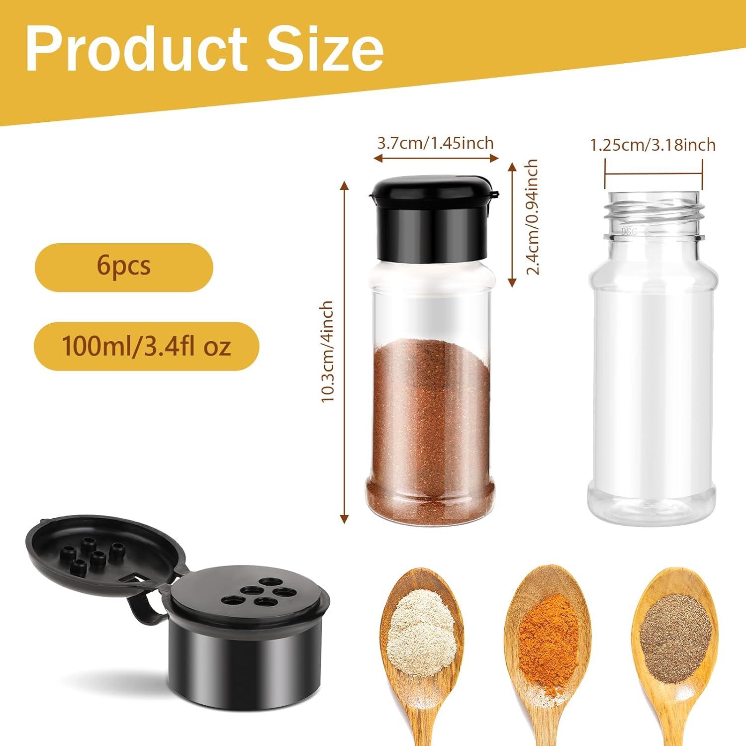 Juego de 6 Tarros de Especias Plástico 3oz con Tapas TIESOME