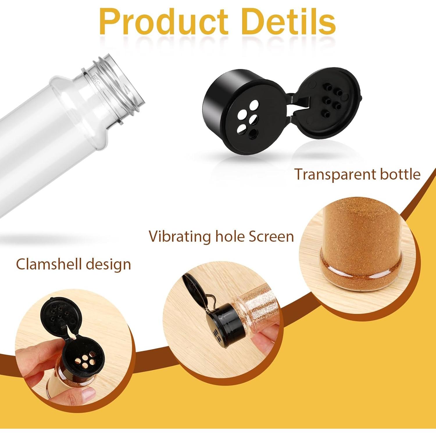 Juego de 6 Tarros de Especias Plástico 3oz con Tapas TIESOME