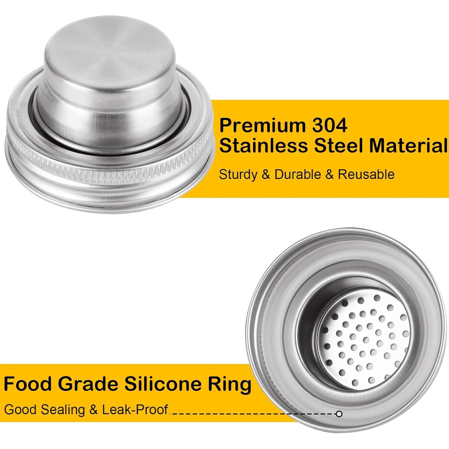 Paquete de 8 tapas de acero inoxidable 74 mm con sello de silicona
