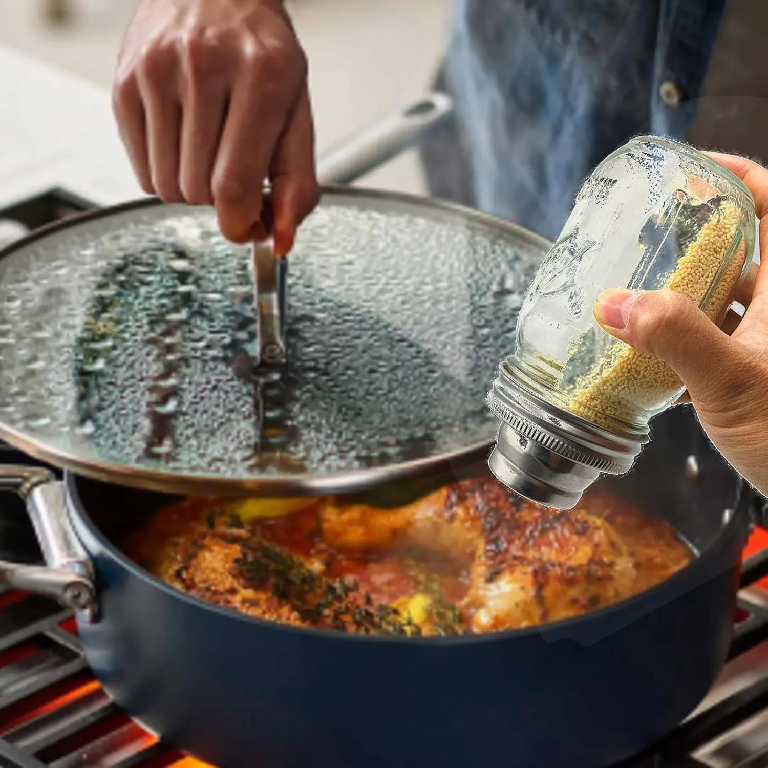 Paquete de 8 tapas de acero inoxidable 74 mm con sello de silicona