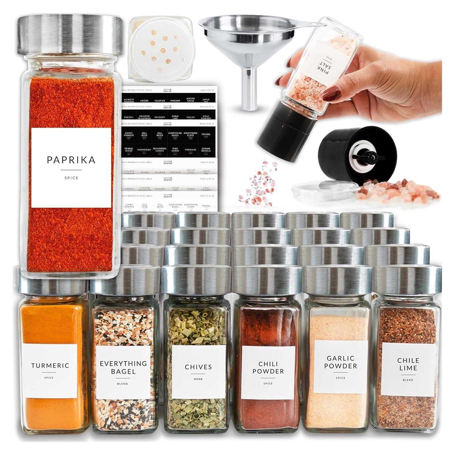 Juego de 24 Tarros de Especias de Vidrio SAVVY & SORTED 4oz