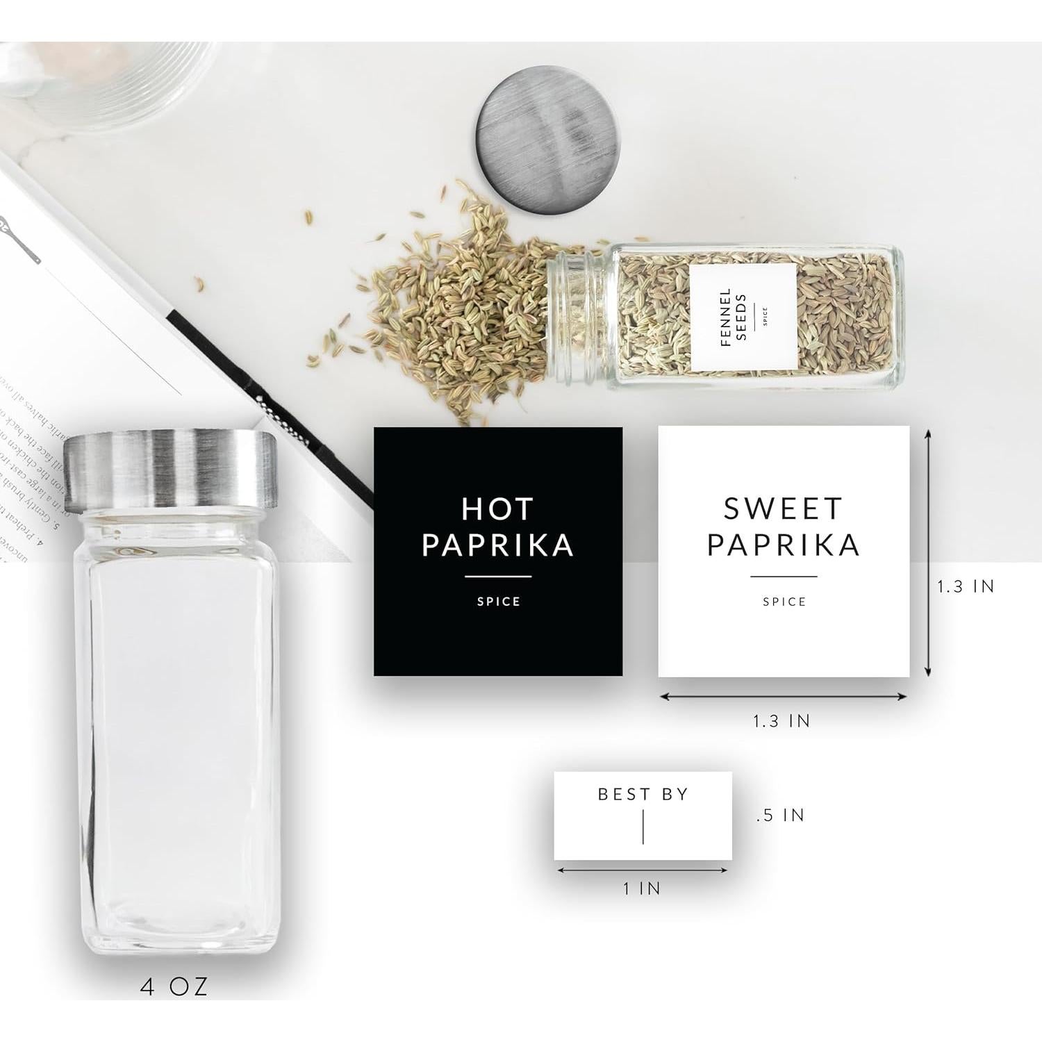 Juego de 24 Tarros de Especias de Vidrio SAVVY & SORTED 4oz