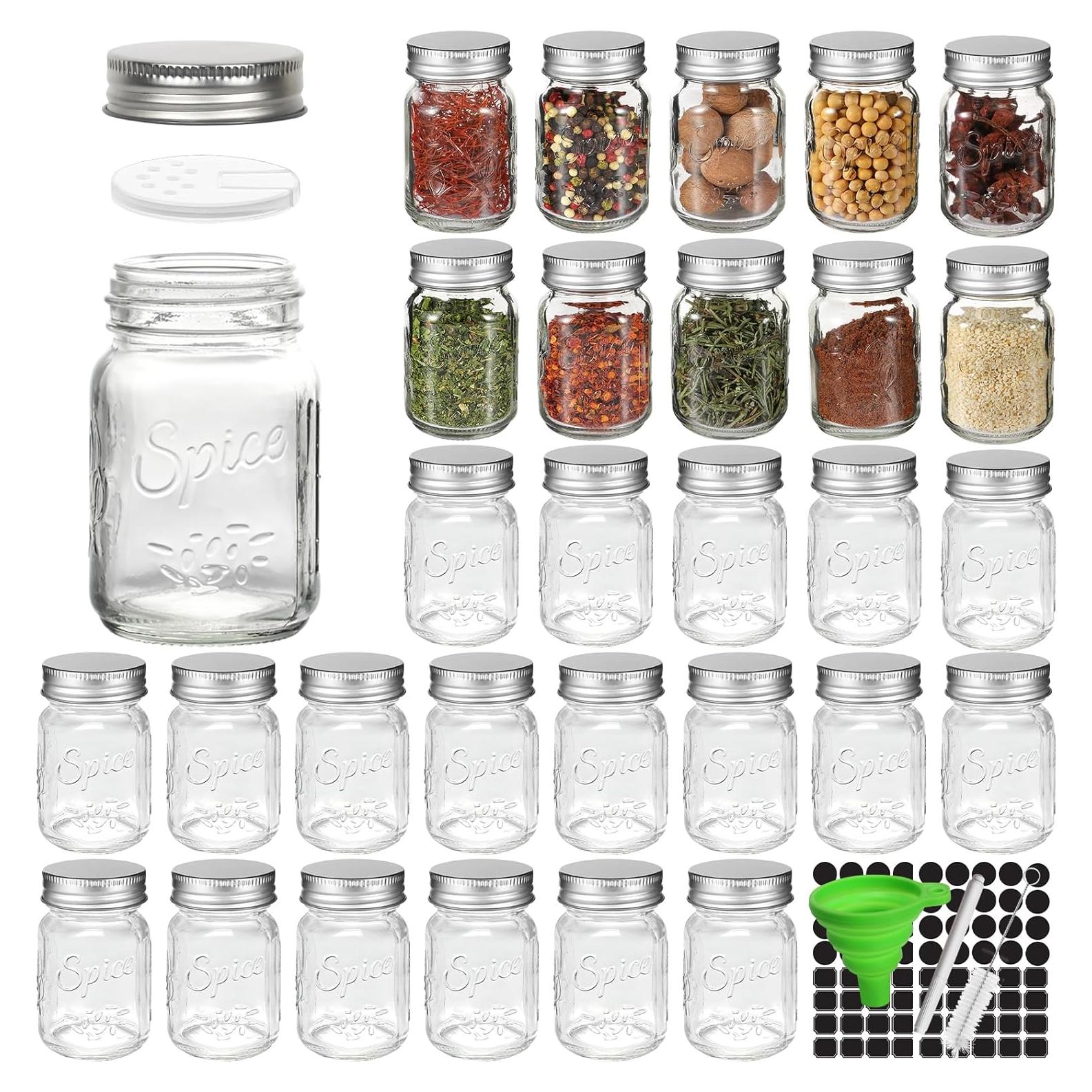 Tarros de Especias de Vidrio CYCLEMORE 30x120ml con Tapas Herméticas