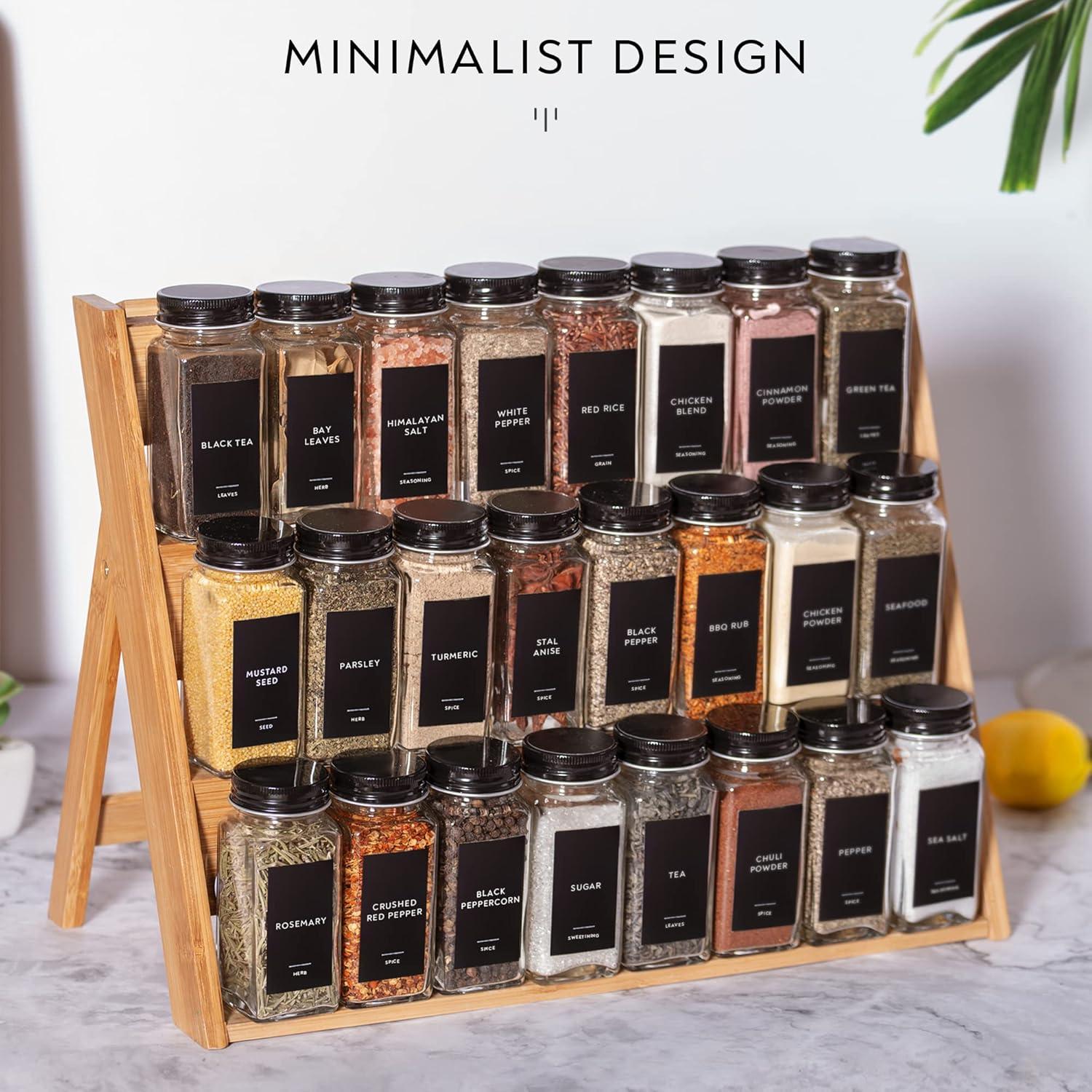 Set de Frascos de Especias Laramaid 24 Piezas 118ml con Etiquetas