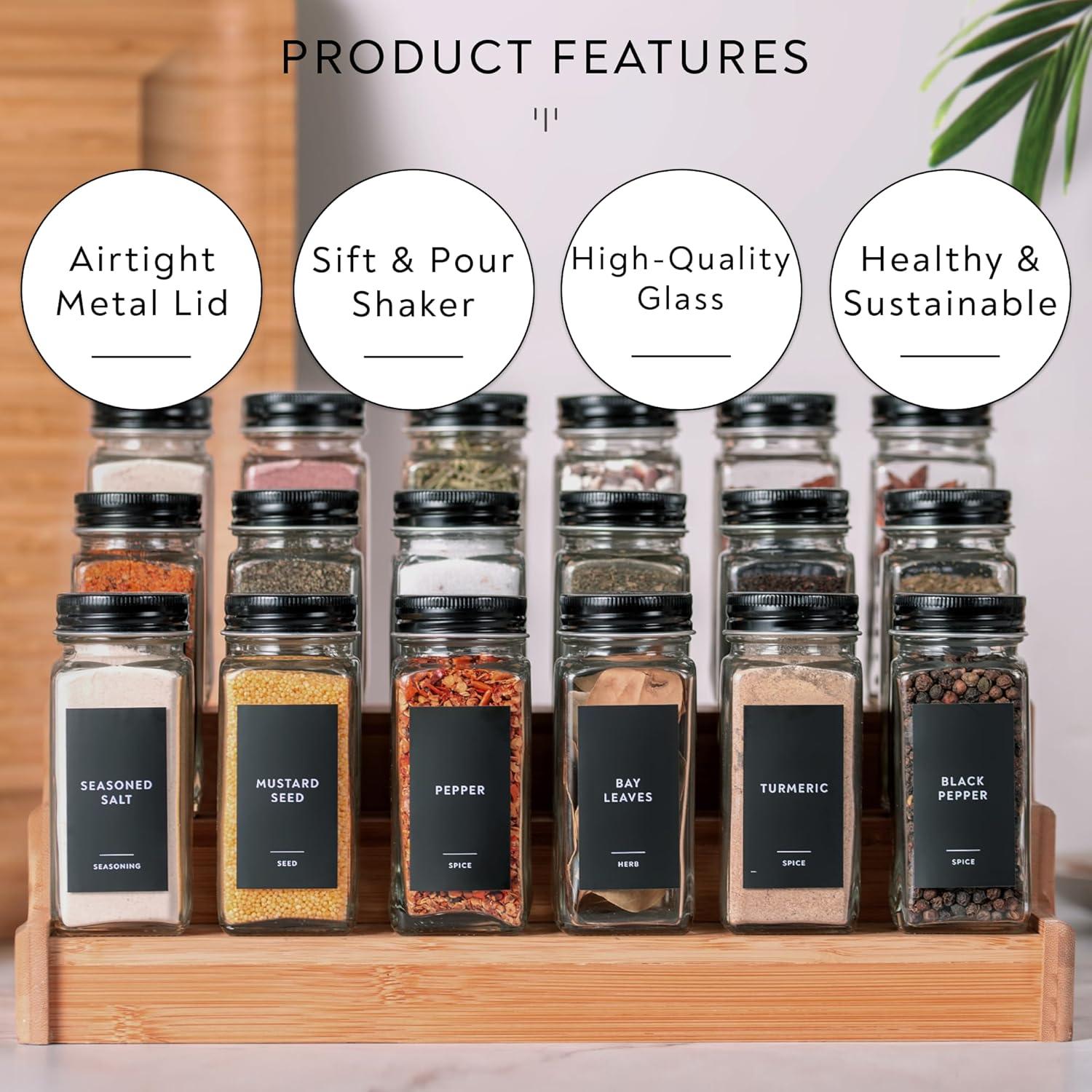 Set de Frascos de Especias Laramaid 24 Piezas 118ml con Etiquetas