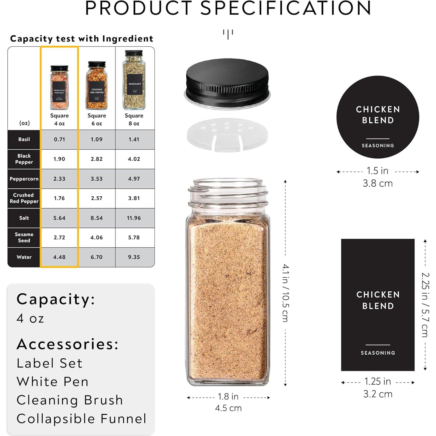 Set de Frascos de Especias Laramaid 24 Piezas 118ml con Etiquetas