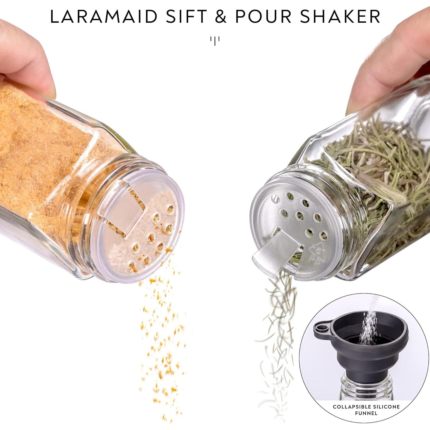 Set de Frascos de Especias Laramaid 24 Piezas 118ml con Etiquetas