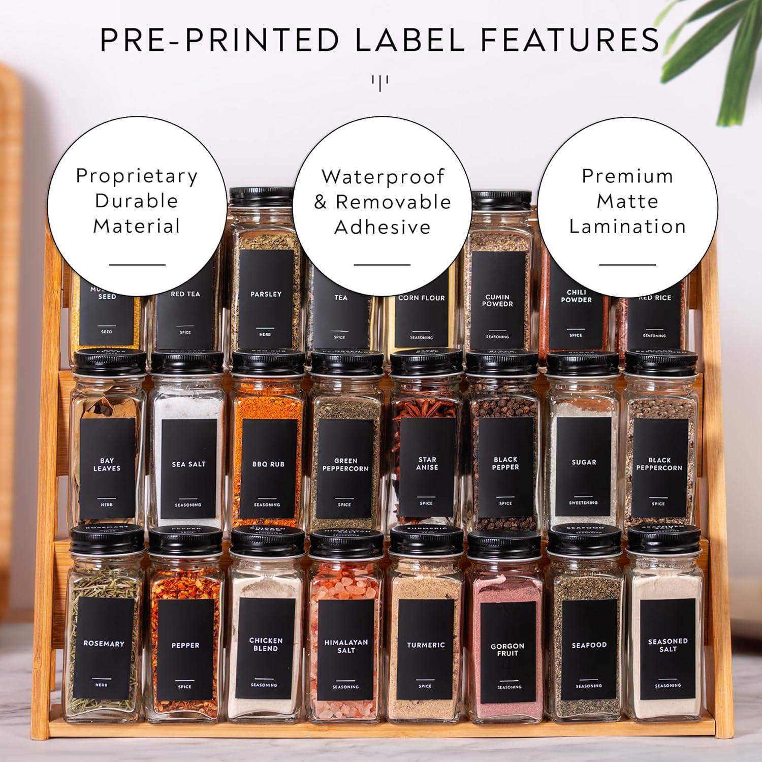 Set de Frascos de Especias Laramaid 24 Piezas 118ml con Etiquetas